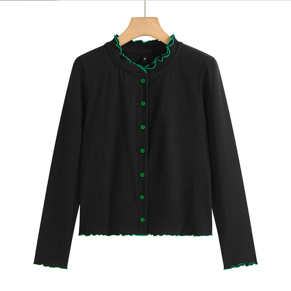 Slim button up cardigan long sleeved top