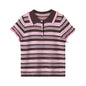 striped knitted polo shirt for women