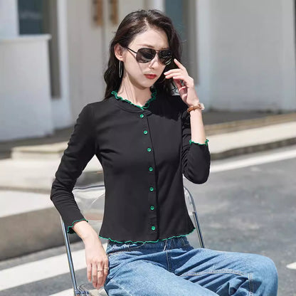 Slim button up cardigan long sleeved top