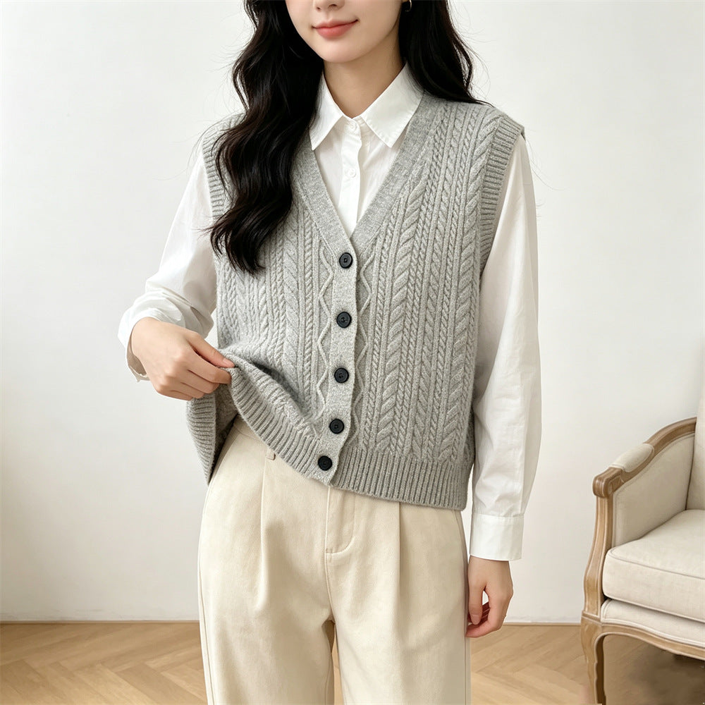 V-neck vest sweater for women