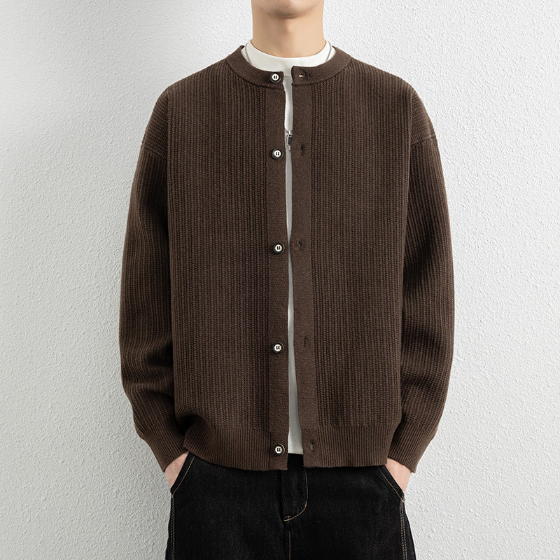Men's Round Neck Cardigan Sweater