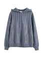 Sequined Vertical Stripe Hooded Sweatshirt for Women