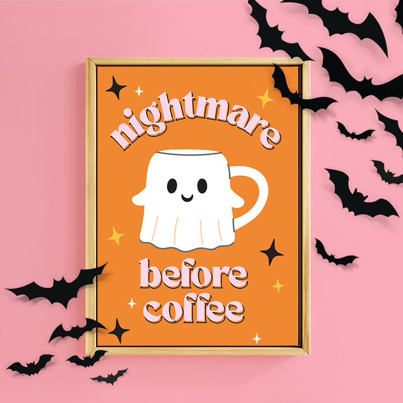 NIGHTMARE BEFORE COFFEE ORANGE PRINT