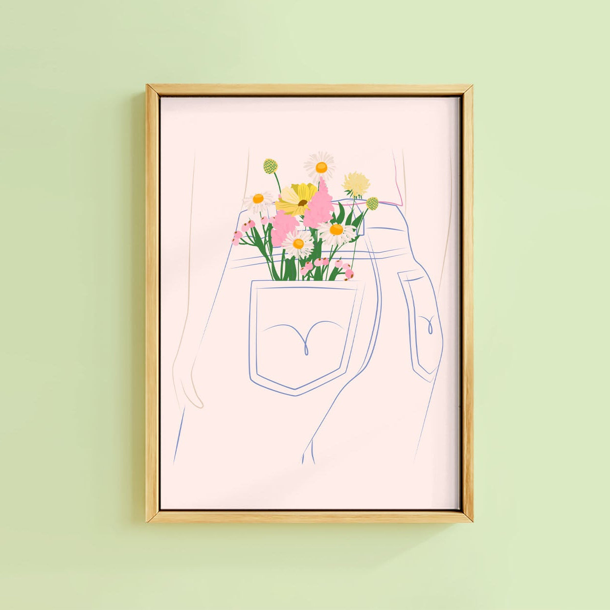 COLLECTING WILDFLOWERS (LEFT) PRINT