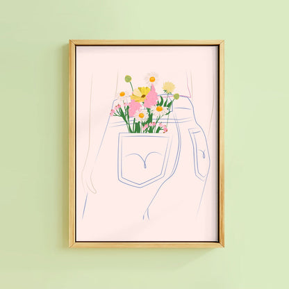 COLLECTING WILDFLOWERS (LEFT) PRINT