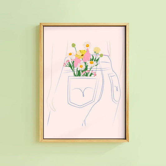 COLLECTING WILDFLOWERS (LEFT) PRINT