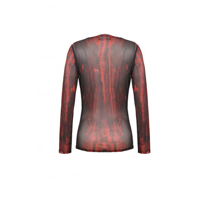 Dark in Love Carson Black and Red Tie-Dye Mesh Versatile Basic Top