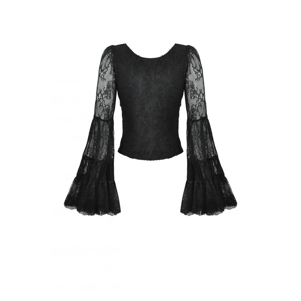 Haut Zuri gothique romantique en dentelle à manches cloche et poignets superposés Dark in Love