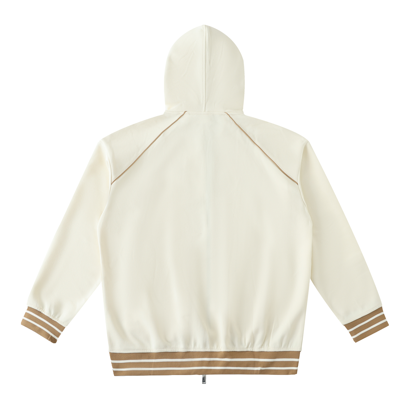 Striped Trim Zip-Up Hoodie 380GSM