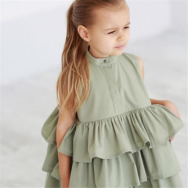 Robe sans manches unie simple pour petites et moyennes filles