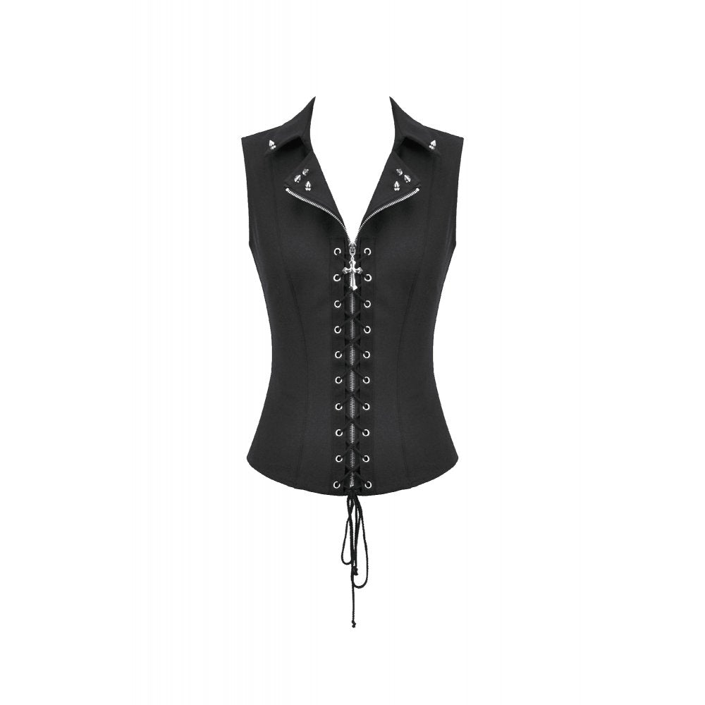 Dark in Love Gilet Corset Punk clouté à lacer