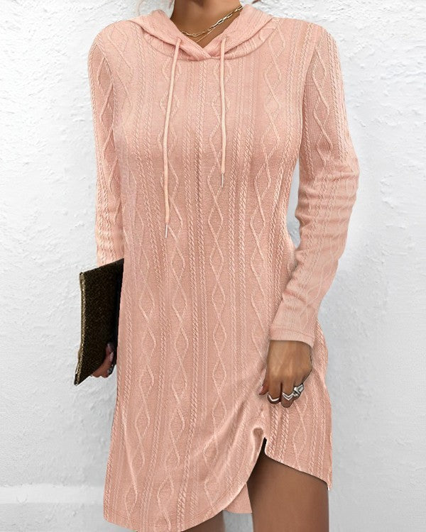 Womens Hooded Pullover Knitted Dress