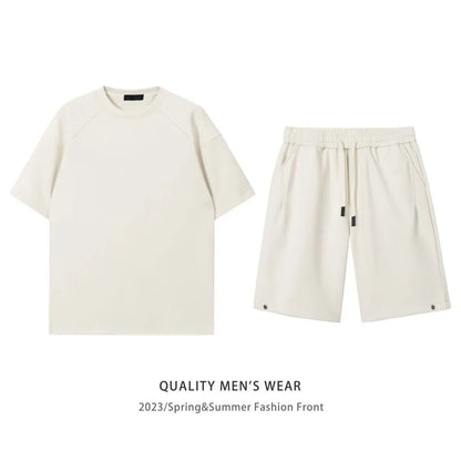Simple Loose Couple Style Short-sleeved Shorts Two-piece Suit