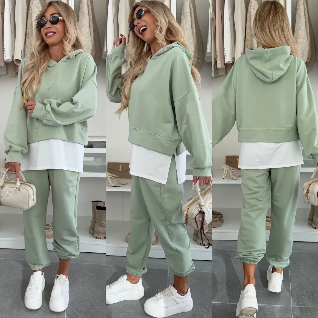 Women's Hooded Sweatshirt & Jogger Set - Two-Piece Sportswear