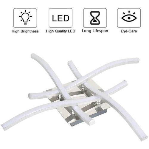 Plafonnier 4 lumières ondulées, lampe de salon/cuisine/chambre moderne à LED à intensité variable