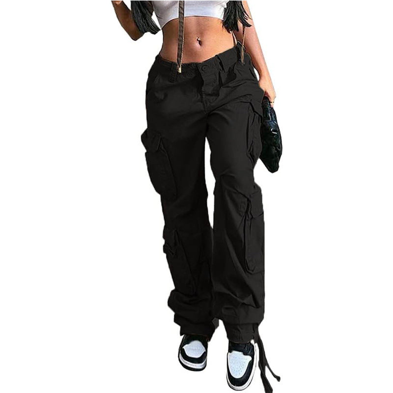 Women's High Waist Pocket Straight-leg Pants