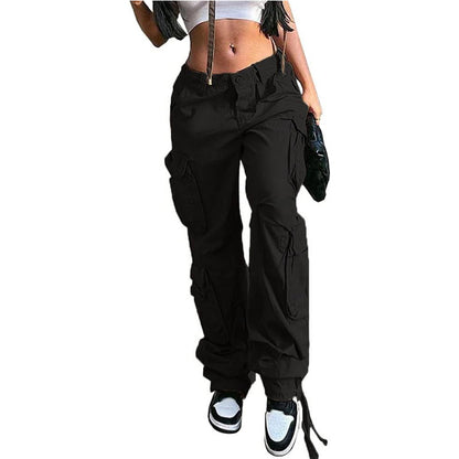 Women's High Waist Pocket Straight-leg Pants