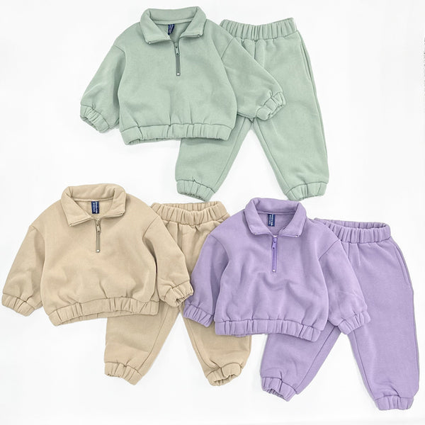 Girls' Half Zipped Stand Collar Sweater