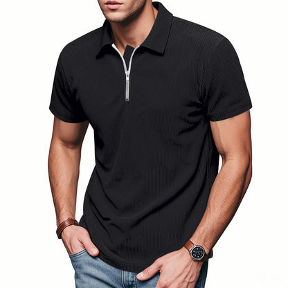 Men's Corduroy Half-Zip Polo Shirt - Short Sleeve