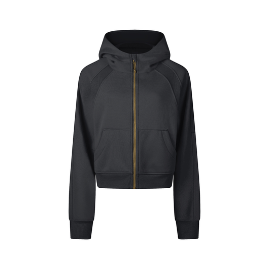 Cropped Zip-Through Hoodie
