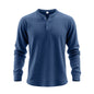 Mens Casual Loose-fit Long-sleeve Henley Shirt
