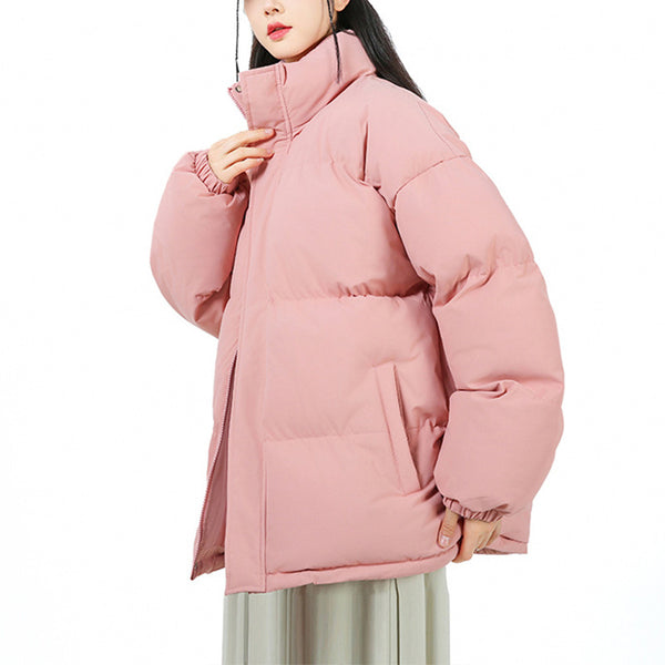Womens Loose Stand-collar Cotton Thicken Jacket - Stuffs & Savers