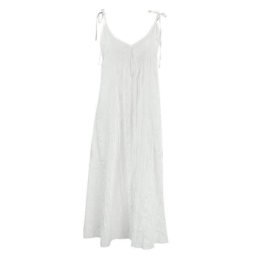 White Comfortable Sling Dress