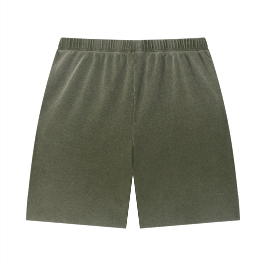 Unisex Vintage Wash Sunfade Waffle Raw Hem Shorts