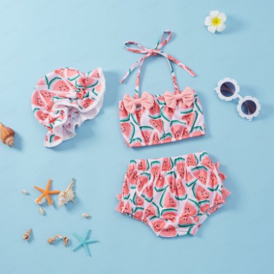 Girls' Bow Halter Lace-up Suit
