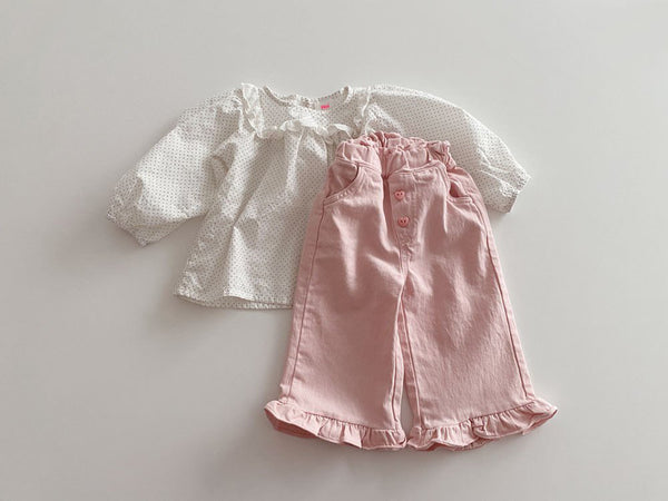 Pantalon décontracté rétro en dentelle à oreilles en bois pour bébés filles Printemps, pantalon large pour enfants, mode enfantine