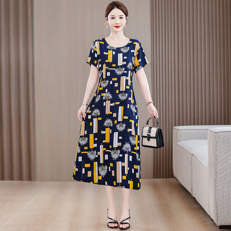 Women's Short Sleeve Cotton Floral Dress
