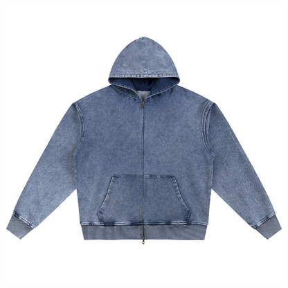 Waran Snow Wash Oversized Zip-Up Hoodie 380GSM