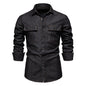 Casual Pure Color Cotton Long Sleeve Washed Shirt