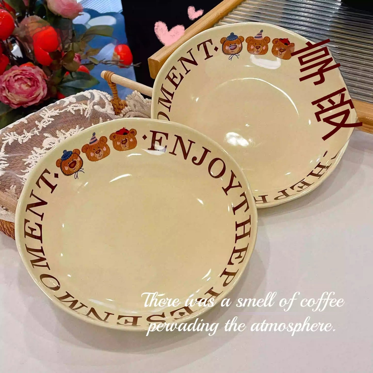 Cute Modern Three Bear Ceramic Tableware Suit