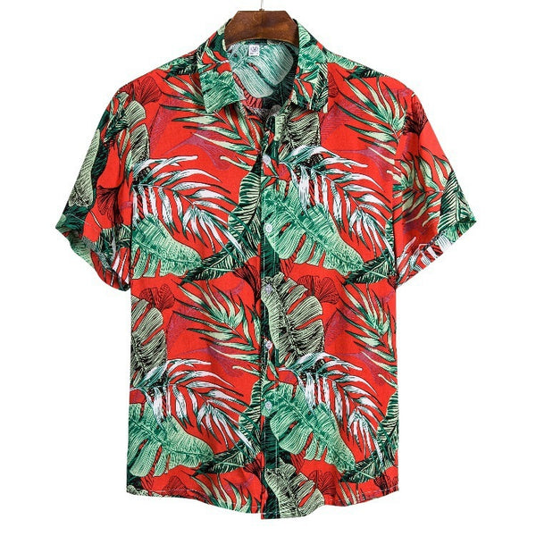 Printed Casual Men's Short-sleeved Shirt Lapel
