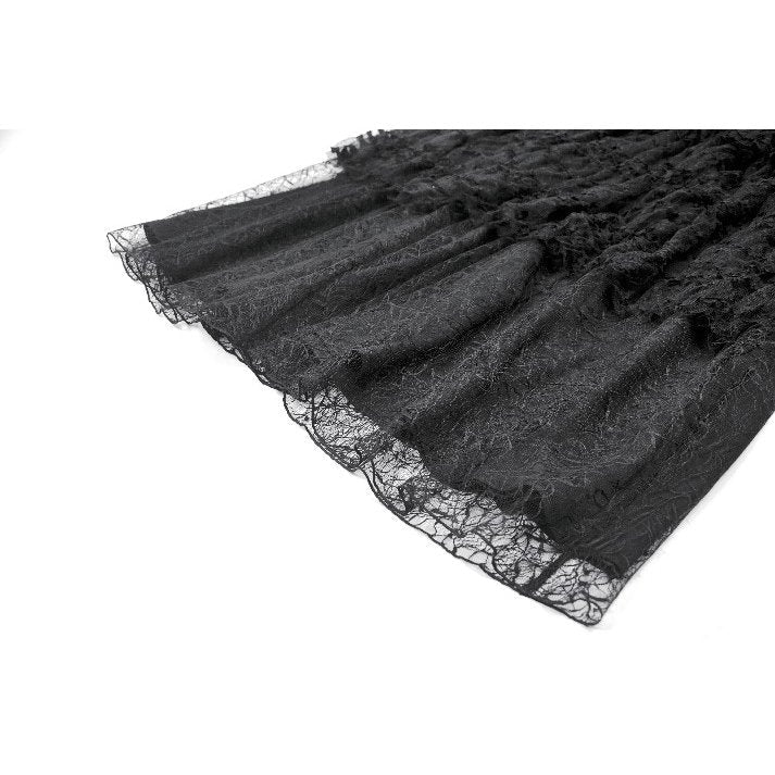 Jupe gothique en velours et dentelle Morticia Dark in Love noire