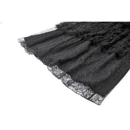 Jupe gothique en velours et dentelle Morticia Dark in Love noire