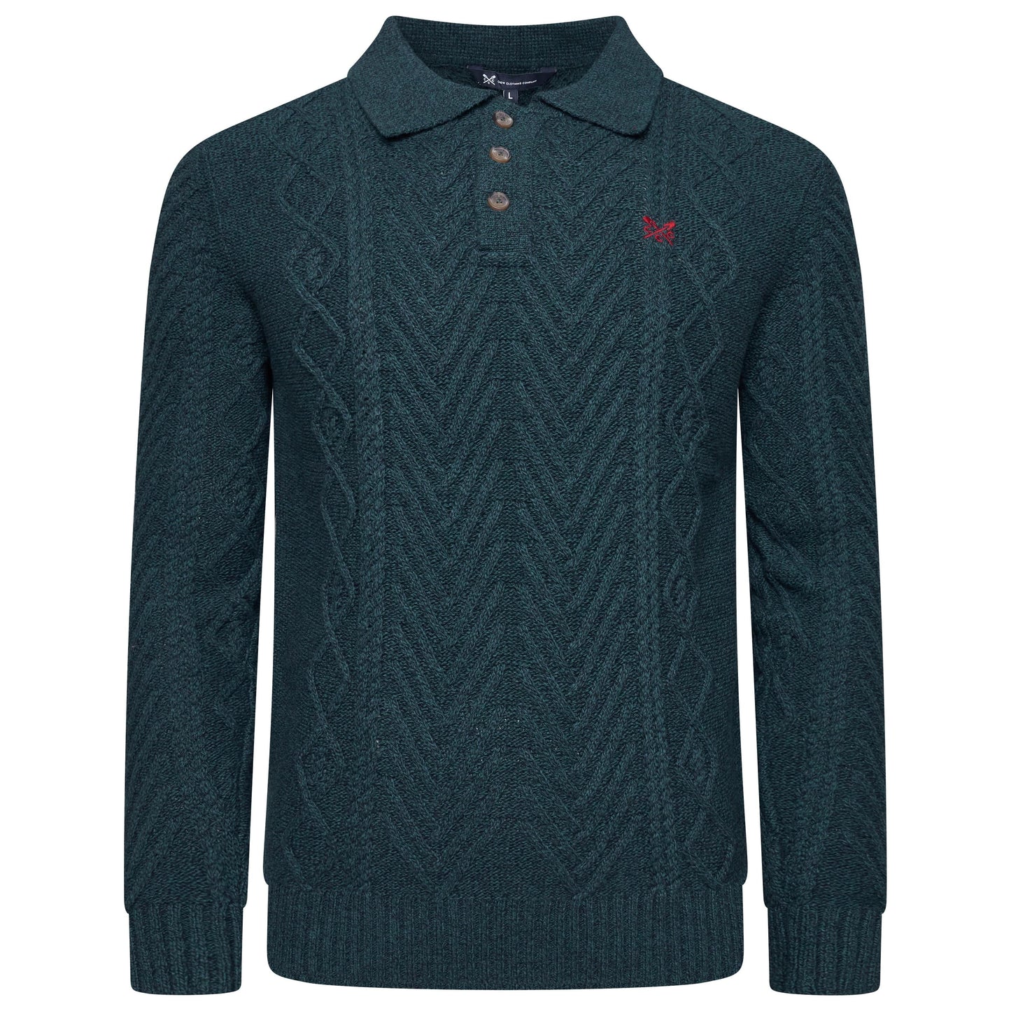 Crew Clothing Company Cable Knit Button Neck Jumper