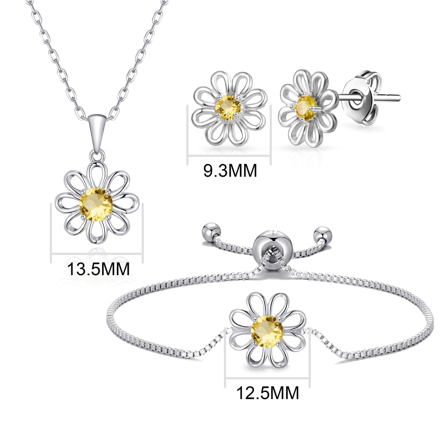 3pc Daisy Bracelet Set Created with Zircondia® Crystals