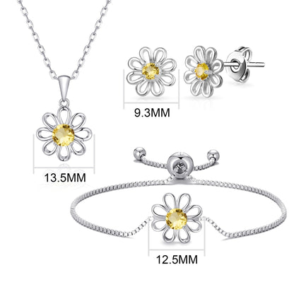 3pc Daisy Bracelet Set Created with Zircondia® Crystals