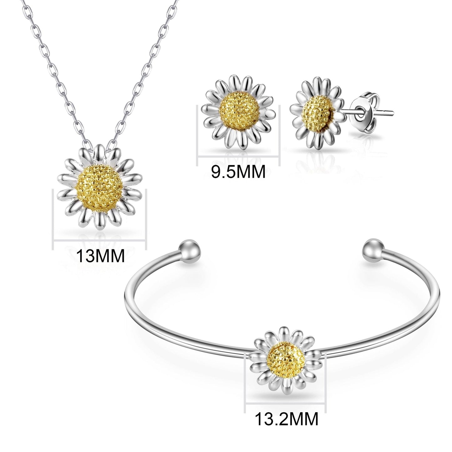 3pc Daisy Cuff Bangle Set