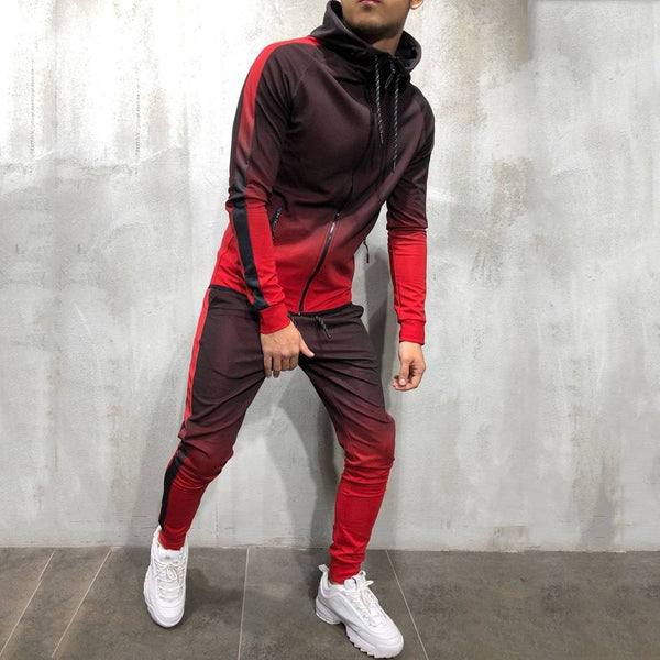 Men's Printed Zip Tracksuit Set