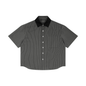 Unisex Striped Boxy Contrast Collar Shirt