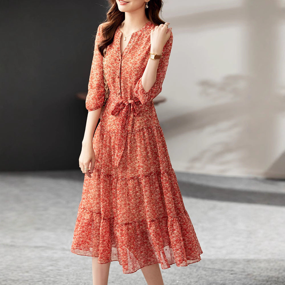 Half Sleeve High Waist Dress