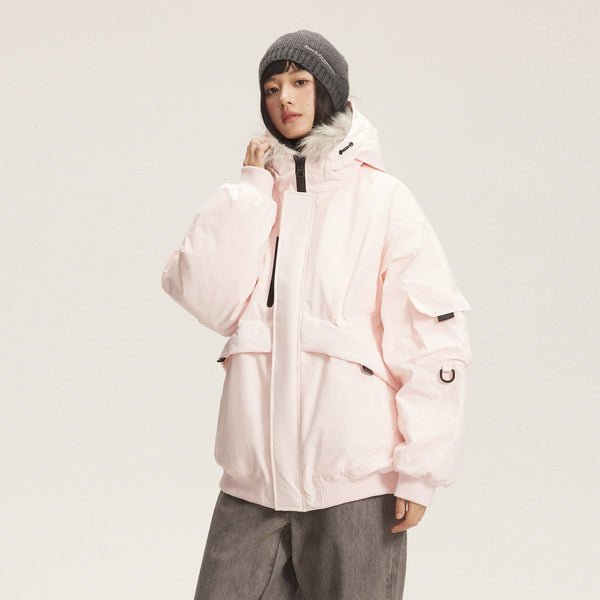 Doudoune parka à capuche avec col en fourrure rétro, épaisse pour femme, pour l'hiver