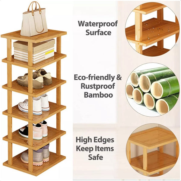 6-Tier Bamboo Shoe Rack