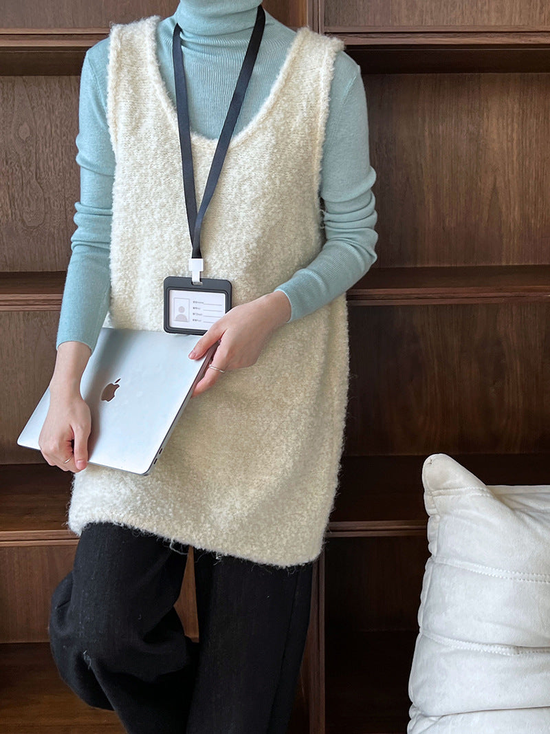 Layered Wool Knit Sweater Dress