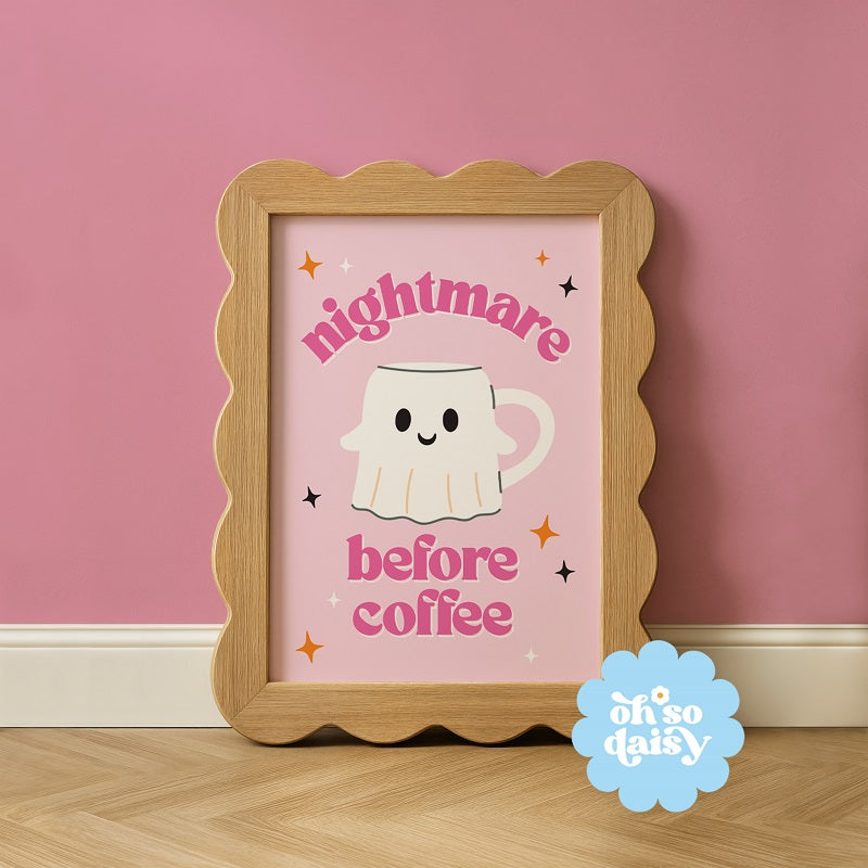 NIGHTMARE BEFORE COFFEE PINK PRINT