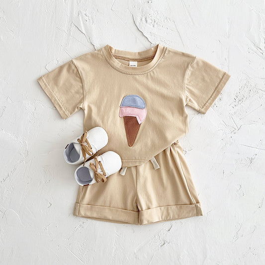 Baby Ice Cream Patch Short Sleeve Suit