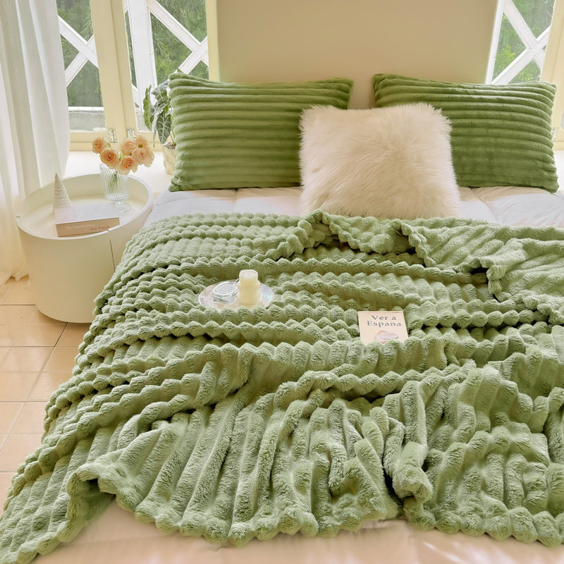Rabbit Plush strip Multifunctional Blanket
